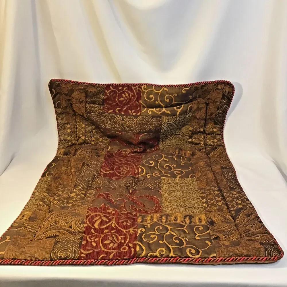 Croscill Galleria Red Brown Gold Queen Pillow Shams (Set of 2)